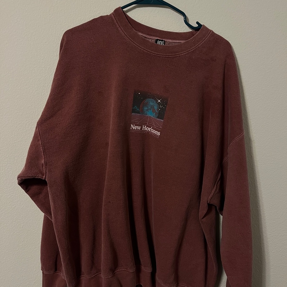 BDG Brown Crewneck Sweater with Knit Texture